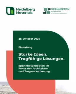 Einladungsflyer zur Fachveranstaltung Spannbetondecken am 28. Oktober 2026 in Osterfeld